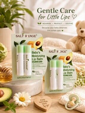 SAFE & GENTLE MOISTURIZING LIP BALM FOR BABY'S DELICATE LIPS 2-PACK